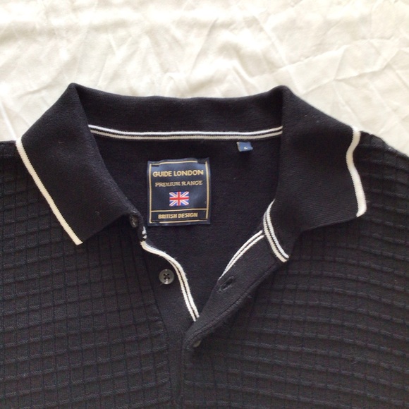 GUIDE LONDON Men’s Black Waffle Knit Polo Sweater. Sz L. Work, Casual, Classy - Picture 10 of 10